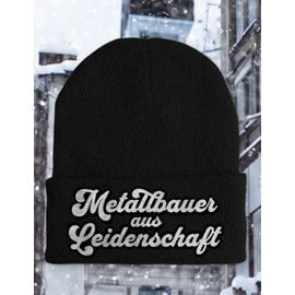tshirtladen Metallbauer with Passion - Embroidered Beanie Hat - One Size - Soft Touch - Winter Hat with Choice of Colours, black, Unit size