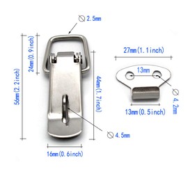 BuxiuGK Pack of 8 Turnbuckle Stainless Steel Cap Lock Hasp Box Lock for Case Box, Toolbox, Drawer, Cupboard, Chest Cabinet Boxes - Silver HS-009