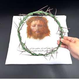 Generic Wearable Crown of Thorns with Veil of Veronica - Jesus Crown Lifesize 8 inch Plastic Headpiece for Passion Day, Church Play Prop