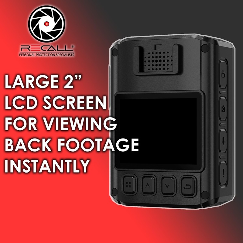 Recall Shield Body Worn Camera 128GB 1440P Personal Security Body