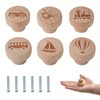 OESSUF 6PCS Vehicle Wooden Cabinet Knobs, 35mm Round Furniture Handle