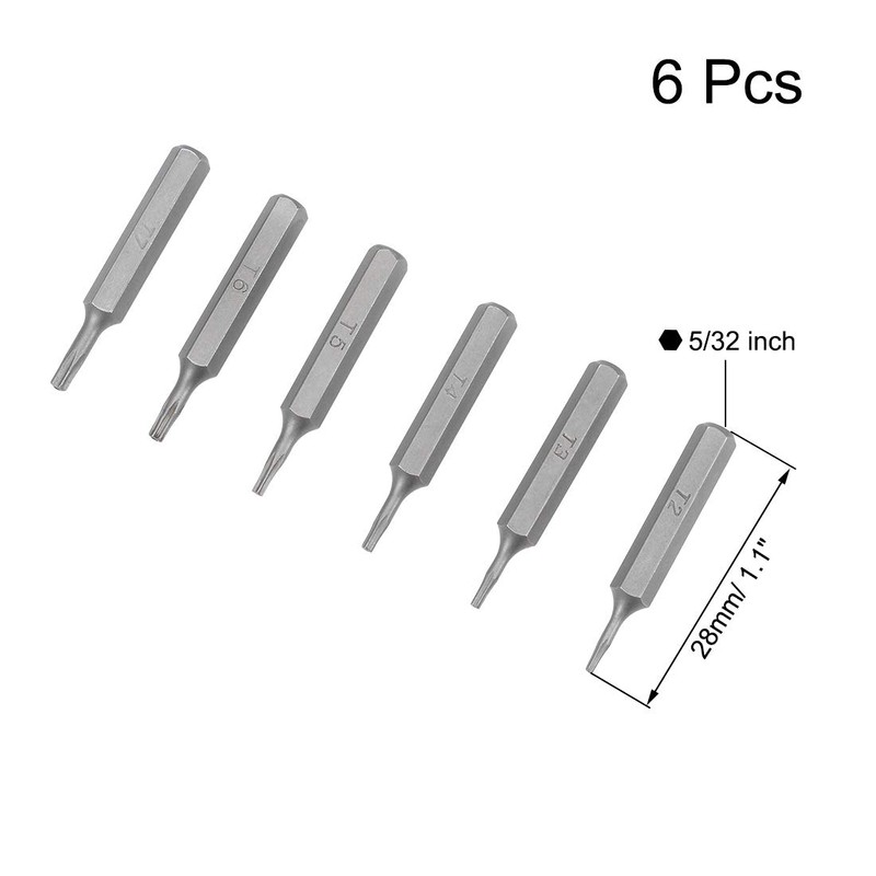 sourcing map Torx Bits Set 6pcs 5/32 Inch Hex Shank