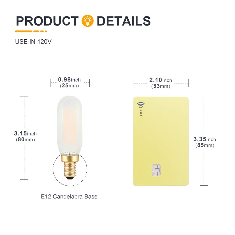 Frosted E12 LED Bulbs 40W Equivalent- 4W Antique Dimmable Candle