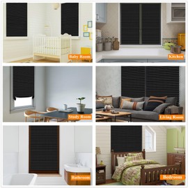 MALOKI Blackout Blinds for Windows,Temporary Window Shades Cordless Light Filtering Pleated Paper Shades Room Darkening Blinds for Home Bedroom Office Window - 35 x 59 Inch (Fits Windows 19-36 inch)