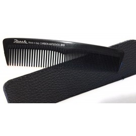 niavida Jäneke 55813 Carbon Comb Pocket Comb 5 1/2 Inch with Real Leather Case in Black
