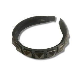 Mia Beauty Studded Leather Headband for Women, Teens - Black + Yellow Gold Metal Studs 1PC (black + black studs)