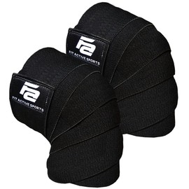 Fit Active Sports Knee Wraps (1 Pair) for Weightlifting, Powerlifting, Gym Workout, Cross Training WODs, & Fitness - Knee Straps for Squats - Men & Women - 72"-Compression & Elastic Support