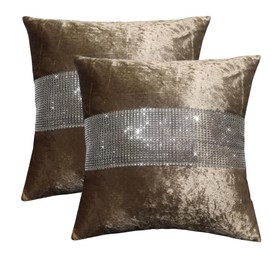 Olivia Rocco Pack of 2 Cushion Protectors Super Soft Decorative Luxurious Crushed Velvet Cushion Covers for Living Room Sofa Couch Bed 43cm x 43cm, Champagne