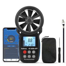 Bluetooth Digital Anemometer, Kethvoz Handheld Wind Speed Meter with Data Logger Measure Air Flow Velocity 0.3~30m/s for Drone Hunting Shooting HVAC Dust Collector