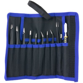 SeKi ESD Precision Tweezers Set, 10 Pieces, Antistatic Tool for Electronics, Precision Mechanics and Repairs, Antistatic, High Precision, Durable, Without