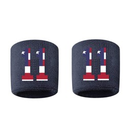 Custom Player Number Sweatband Wristband Navy Blue w/USA American Flag Number - Pick Your Number (11)