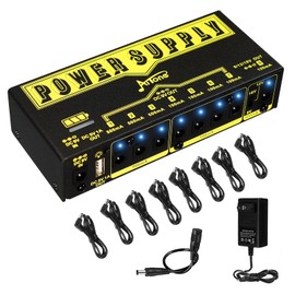 AITONE Pedal Power Supply 9V 12V 18V Rechargeable Battery Guitar Pedal Board with 8 Isolated DC Output USB Port 100/500mA (A-P05)