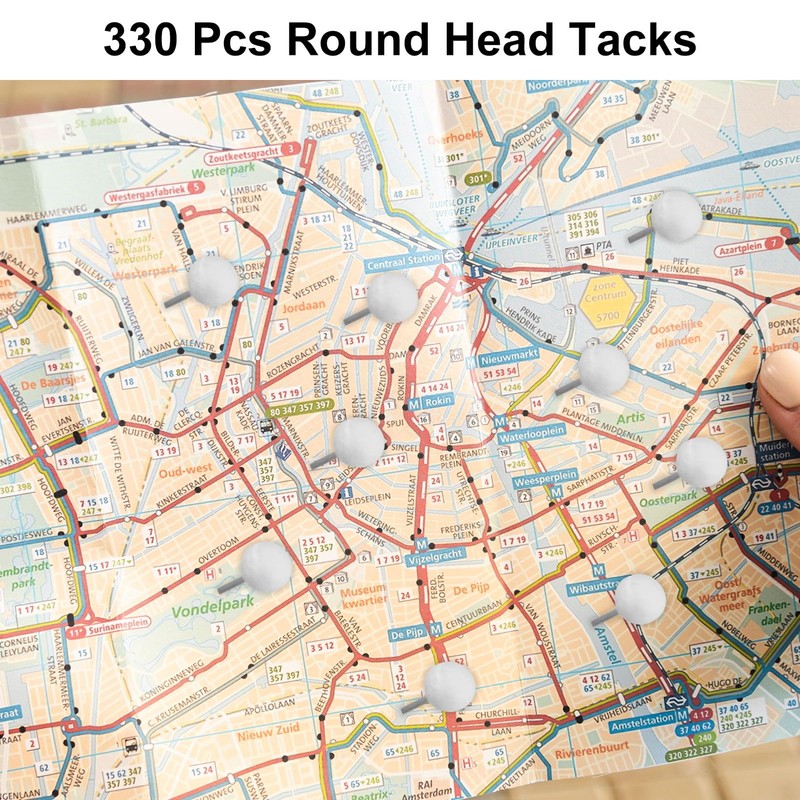 330 Pcs Round Head Tacks, 1/8 Inch Map Push Pins,