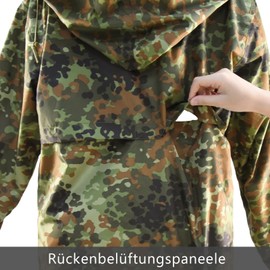 LOOGU Camo Rain Suit - Rain Gear for Men Waterproof Lightweight Raincoat Breathable Men's Rain Jackets Hood, German Flecktarn
