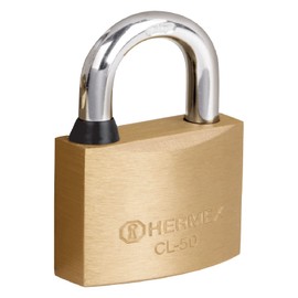 Brass padlock, 50mm, short hook, blister