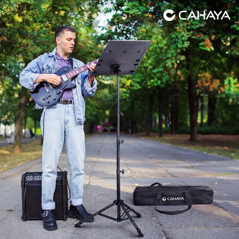 CAHAYA Sheet Music Stand Foldable: Music Stands with Tri-fold Panel