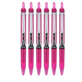 Pilot Precise V5 RT Refillable & Retractable Liquid Ink Rolling Ball Pens, Extra Fine Point (0.5mm) Pink Ink, 6-Pack