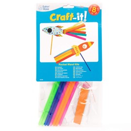 Baker Ross AX180 Rocket Wand Kits - Pack of 8, Card Blanks for Children to Design and Decorate, Ideal for School Work, Home Activities and Craft Group Projects