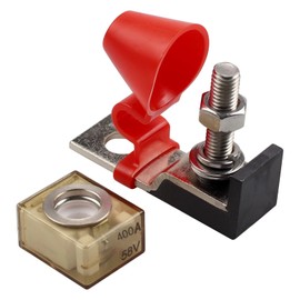 Unifizz 400A 58V Battery Terminal Fuse Block Kit, MRBF Fuse Block with Single 5/16" (M8) Stud, Marine-Rated and Waterproof Cap for Boat, Truck, RV, and Construction Vehicles