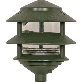 Nuvo SF77/323 One 2 Louver Hood Outdoor Pagoda Landscape Pathway Light, 2 Tier-Small, Green