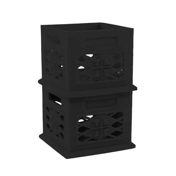 Teak Tuning Fingerboard Stacking Milk Crates, Set of 2 - Miniature Obstacles - 1.4" Tall, 1.6" Wide - Black - 1:8 Scale