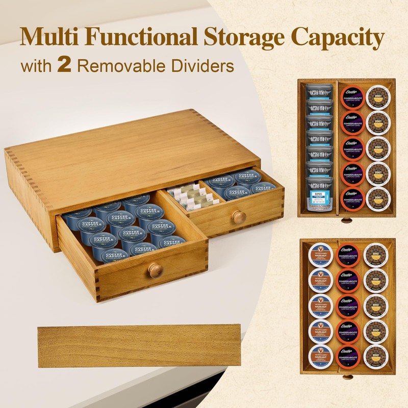 NANXITU K Cup Storage Organizer,Wood Coffee Pod and Tea Bag