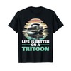 Tritoon Boat Triple Pontoon Boat Pontoon Captain Boating T-Shirt