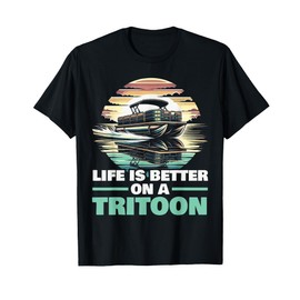 Tritoon Boat Triple Pontoon Boat Pontoon Captain Boating T-Shirt