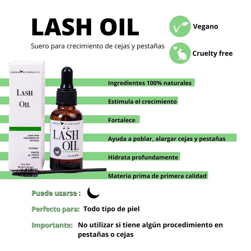 GREEN ECO BEAUTY Lash Oil: Suero para Pestañas Crecimiento y