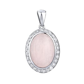 SILVEGO Women's Pendant 925 Sterling Silver with Natural Rose Quartz, Silver, Quartz