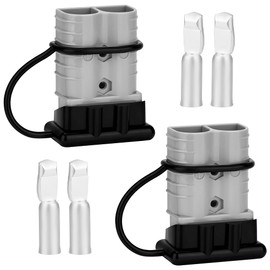 Uddick 350 Amp Battery Quick Disconnect Connecteur, 2/0 AWG 600V Battery Power Connector Plug, for Recovery Winch Auto Car Trailer Boat (Grey 2PCS with 2Cover)