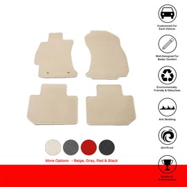 IKON MOTORSPORTS, Floor Mats Compatible with 2014-2018 Subaru Forester 4DR, Beige Nylon OE Fitment Style Front & Rear Floor Mats Anti-Slip Carpets Replacement 4PCS, 2015 2016 2017