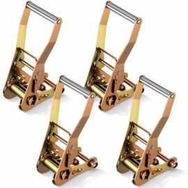 CraftyDream 4 Pcs 2" Replacement Long Handle Ratchets Standard Ratchet Strap Tie Down Buckles, 10, 000 Lbs Break Strength for Cargo Truck Trailer Tow Dolly Car Straps