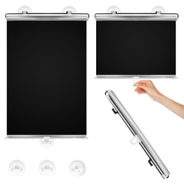 Roller Shades for Indoor Windows, Blackout Suction Cup Retractable Gray Roller Shades for Indoor Windows and Car Windshield