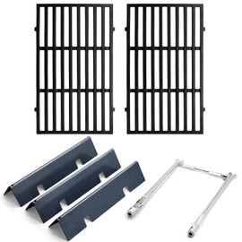 Hipoilk Grill Parts for Weber Spirit & Spirit II 200 Series, Spirit E210 E220 S210 S-220 Spirit II E-210 with Front Control, 7637 Grill Grates Replacement 7635 Flavorizer Bars and 69785 Grill Burner