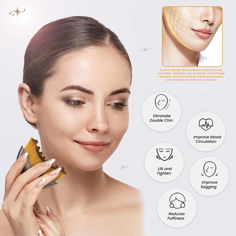 EIRAZ Lymphatic Drainage Face Massager, Ergonomic Contour Brush for Dry