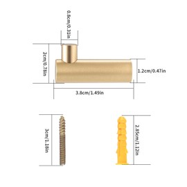 Wall Mounted Gold Clothes Hooks, Brass Coat Hooks, Decorative Wall Mount Towel Hooks, Wall Cloth Robe Hook Hangers for Bathrooms, Kitchen, Living rooms, Hanging Clothes, Keys