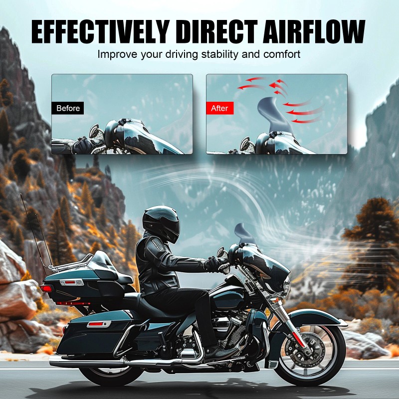 KEEPDSGN For Harley Touring Street Glide 2014-2024 Smoke Wave Windshield