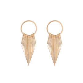 coadipress Gold Tassel Earrings for Women Geometric Round Metal Chain Dangle Earrings Statement Tassels Hoop Earrings Retro Tassel Dangle Earrings Wedding Party Jewelry Gift (gold)