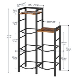 HOOBRO 5 Gallon Water Jug Holder, Water Bottle Holder Organizer with Wooden Top Shelves, Industrial-Style Bottle Storage Rack with Fenced Top, for Home, Office, Rustic Brown and Black BF08ST01