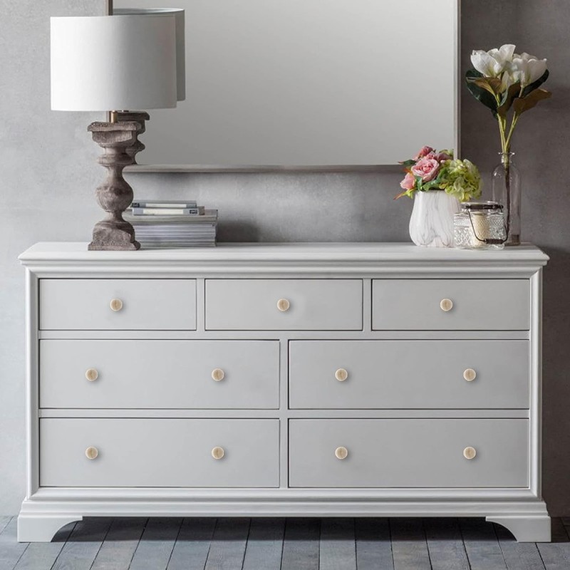 Silverline 6PCS Round Unfinished Wood Cabinet Knobs Pulls for Drawer