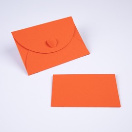 PresentFill® 25 Mini Envelopes with Cards - Orange - Small Envelopes Mini with Heart Closure and Blank Cards Made from 100% Recycled Kraft Paper to Design and Write Yourself