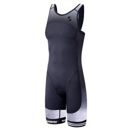 Synergy Women's Tri Suit - One Piece Triathlon Open Back Trisuit (White/Black, X-Small)