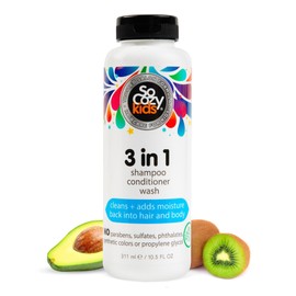 SO COZY SoCozy Kids 3-in-1 Shampoo, Conditioner & Body Wash - All in 1 Shower & Bath Shampoo, Conditioner & Soap Combo - Cleanses & Moisturizes w/ No Parabens, Sulfates, Synthetic Colors or Dyes (10.5 fl oz)