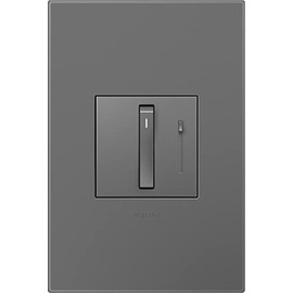 Legrand Adorne Whisper Tru-Universal Dimmer Switch, 700W (Incandescent, Halogen, MLV, Fluorescent, ELV, CFL, LED) (with Wall Plate, Magnesium, 1)