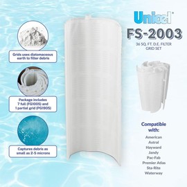UNICEL FS-2003 D.E. Filter Grids Set 36 Sq Ft Hayward Pac-Fab 7 Full + 1 Partial