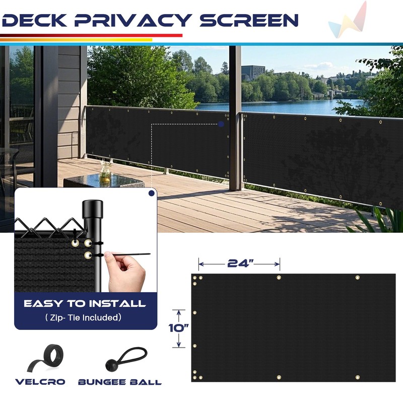 Windscreen4less 3'x12' Deck Balcony Privacy Screen Fence Apartment Balcony Mesh