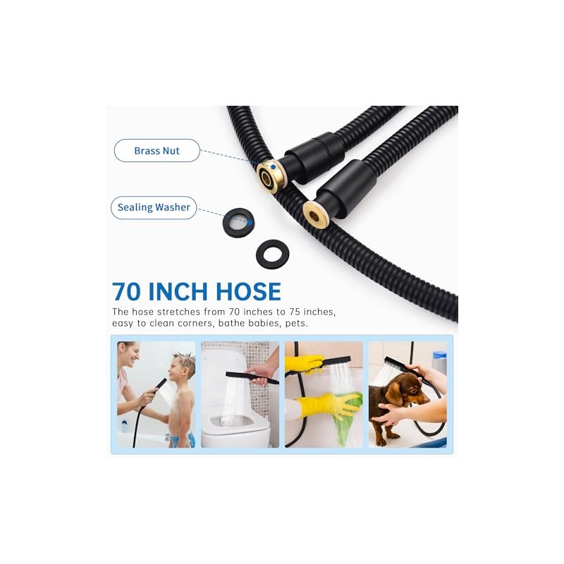 G-Promise All Metal Handheld Shower Set with 3-Function Showerwand, included