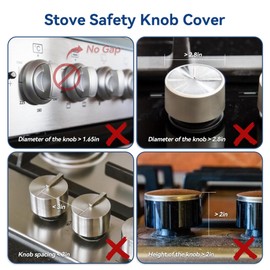 Shularis Stove Knob Safety Covers, 5Pcs Universal Size with 5 Heat Alert Stickers Oven Knob Covers for Child Safety, 2nd Gen Kitchen Burner Childproofing, Gas Stove Knob Locks for Kid Baby Pet (Clear)