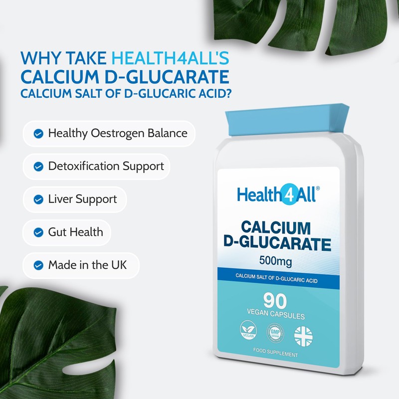 Health4All Calcium D-Glucarate 500mg - Oestrogen Supplements for Women and